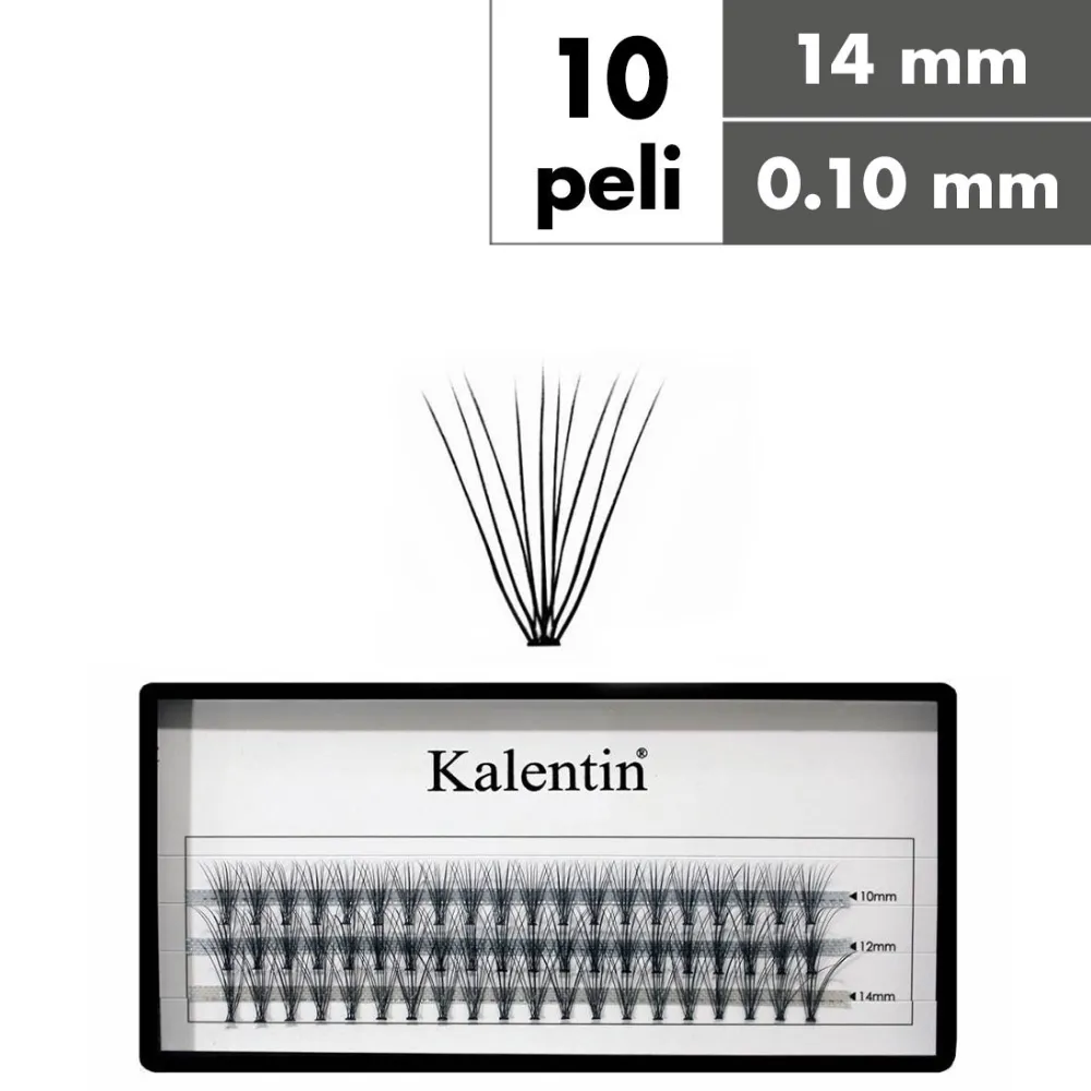 Kalentin Extensiones De Pestañas En Mechones 10 pelos 0,10 14mm